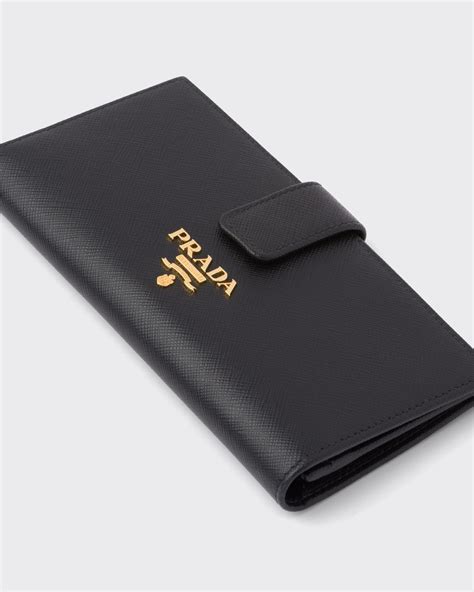 Black Large Saffiano Leather Wallet .